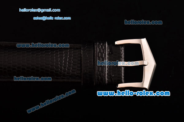 Patek Philippe Calatrava Swiss ETA 2836 Automatic Steel Case Diamond Bezel and Black Leather Strap White Dial with Stick Markers - Click Image to Close